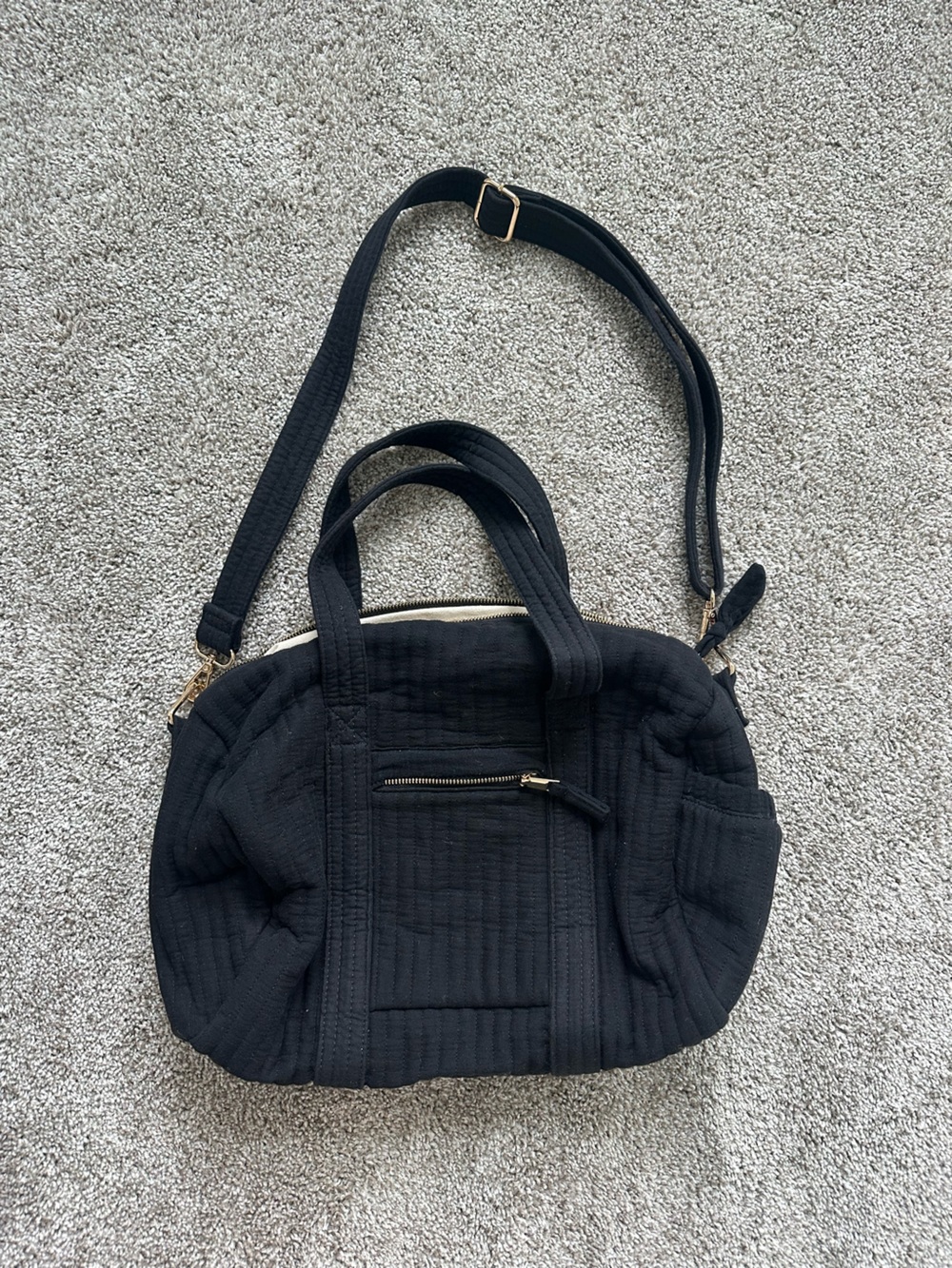 Black Women’s Quilted Mini Duffle Bag